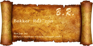 Bekker Rózsa névjegykártya